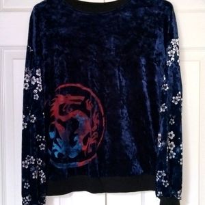 Navy crushed velvet Mulan theme sweater from Disney.